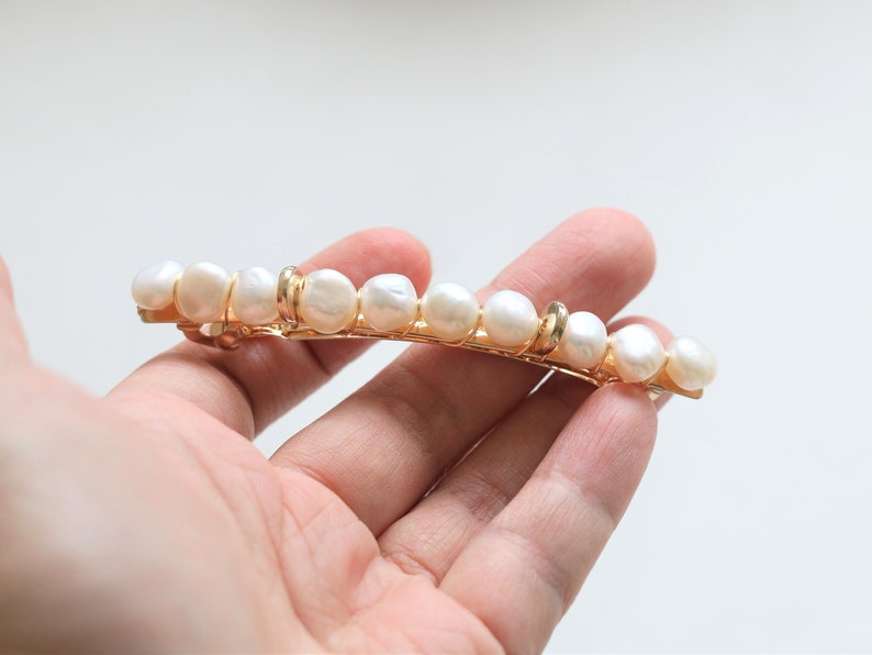 Pearl hair clip, Pearl barrette clip, pearl hair accessory, bridal hair accessory, wedding hair comb, bridesmaid hair accessory pearl image 5