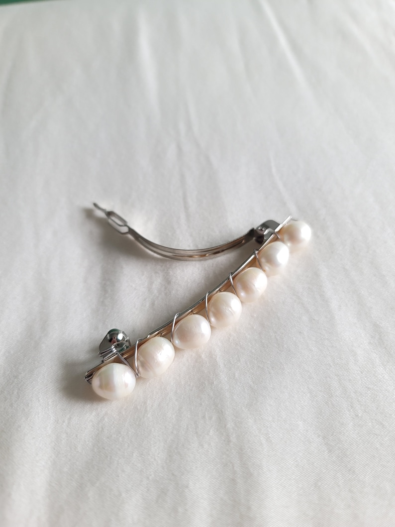 Pearl hair clip, Pearl barrette clip, pearl hair accessory, bridal hair accessory, wedding hair comb, bridesmaid hair accessory pearl image 6