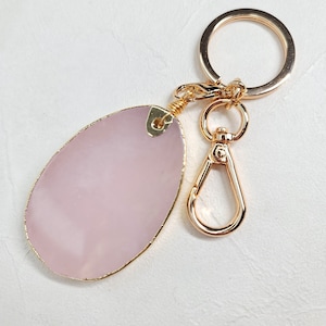 Rose quartz keychain, crystal keychain, gemstone keychain, boho keychain, natural stone keychain, raw crystal, crystal gift, crystal healing