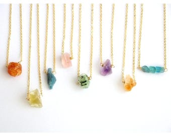 Kristallen ketting voor vrouwen Natuursteenketting Kristalkwartsketting Geboortesteenketting Helende kristallen ketting Ruwe kristallen ketting