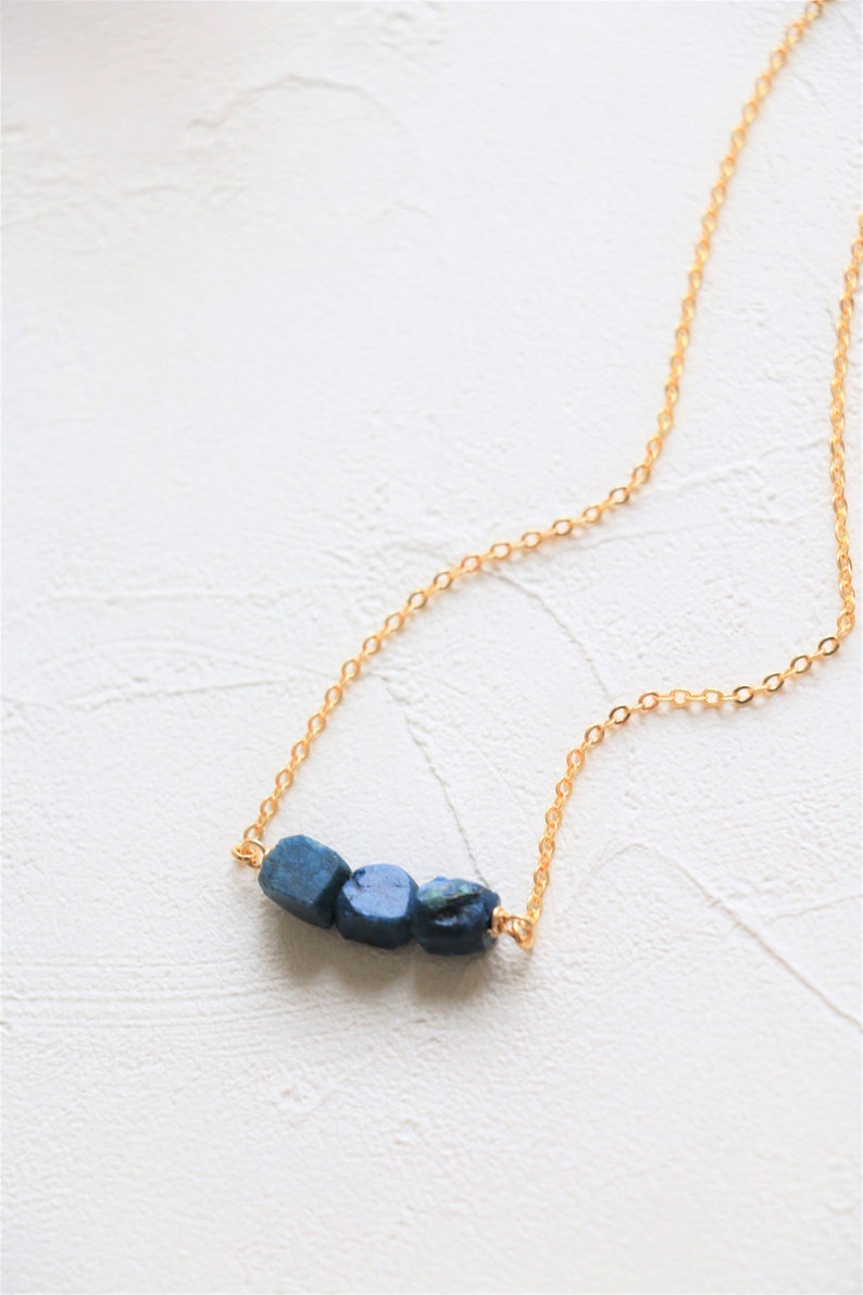 Blue Chrysocolla Necklace, Raw crystal necklace, natural crystal necklace, gemstone necklace, raw quartz necklace, 14k gold filled necklace image 1