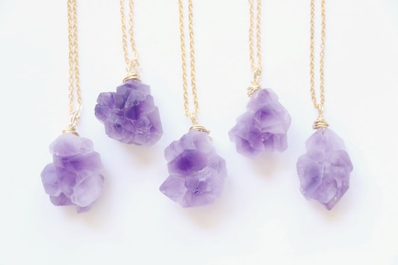 Raw amethyst necklace, Raw crystal necklace, natural crystal necklace, gemstone necklace, raw quartz necklace, natural stone necklace