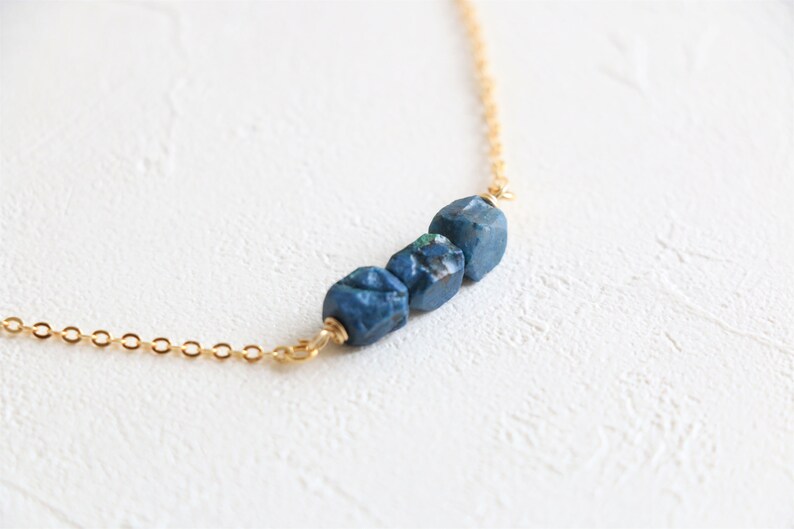 Blue Chrysocolla Necklace, Raw crystal necklace, natural crystal necklace, gemstone necklace, raw quartz necklace, 14k gold filled necklace image 5