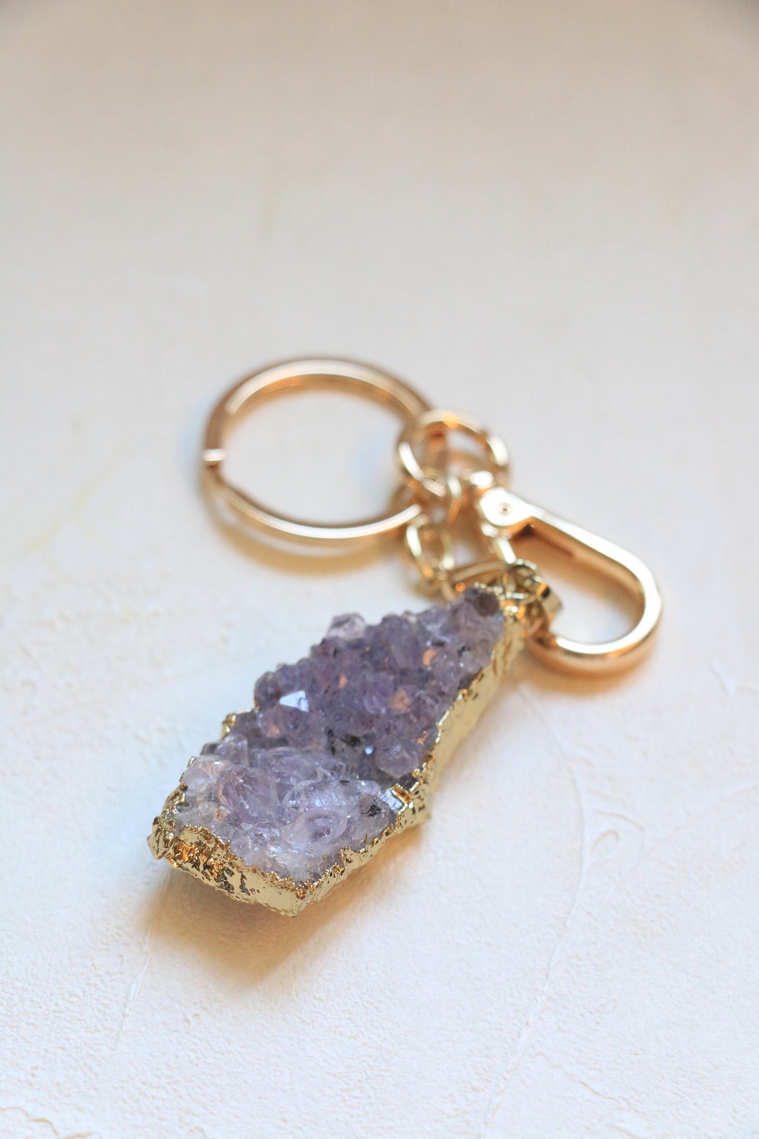 Amethyst Keychain, Crystal Keychain, Gemstone Keychain, Boho Keychain