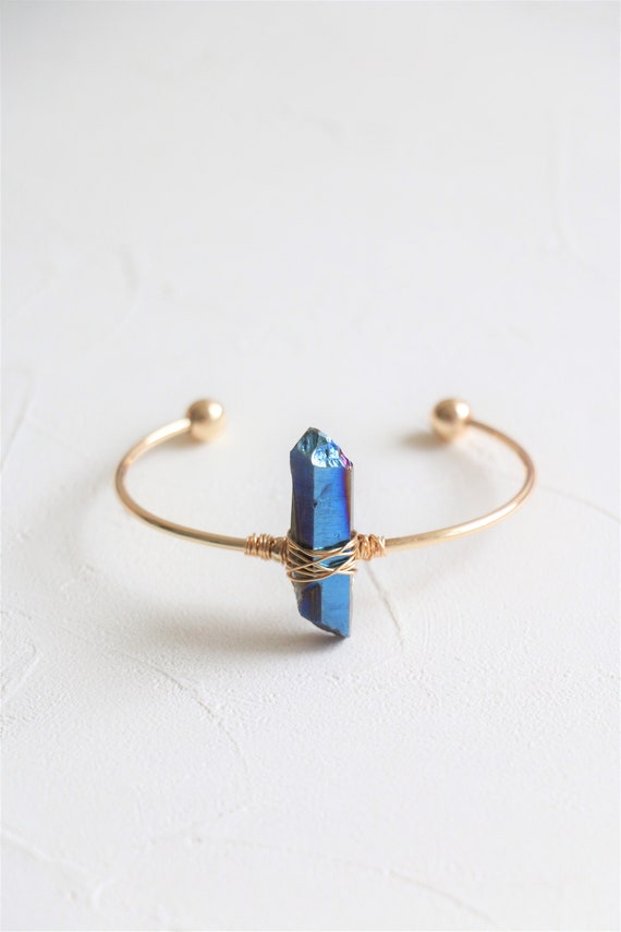 Raw crystal bangle Crystal bracelet Gemstone bracelet gold | Etsy