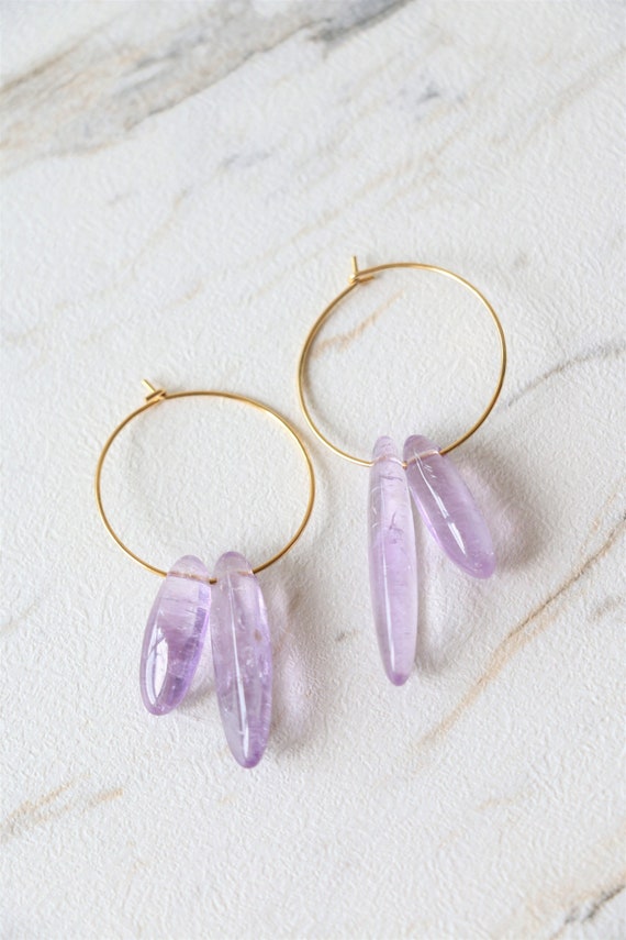 raw crystal hoop earrings