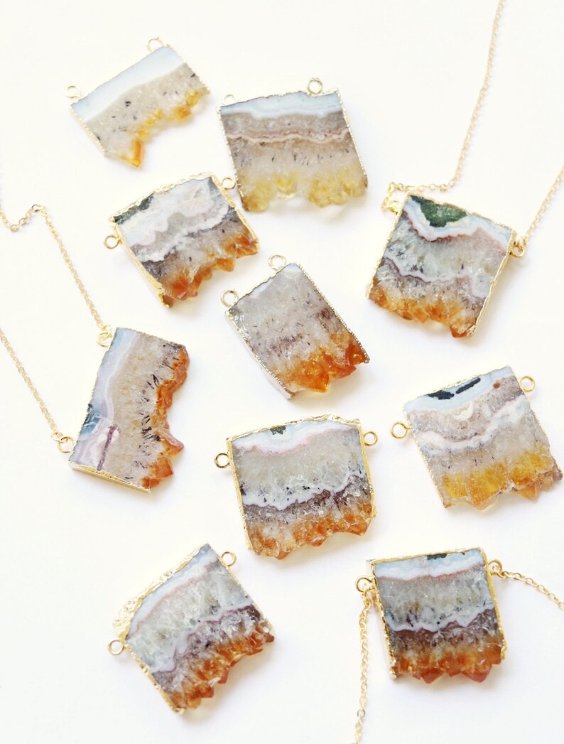 natural crystal necklace Citrine Necklace natural stone necklace Raw crystal necklace raw quartz necklace gemstone necklace