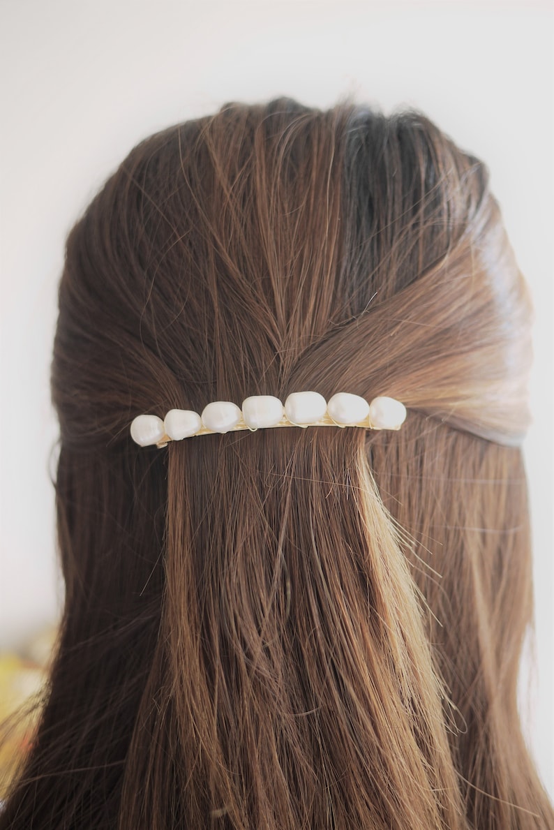 Pearl hair clip, Pearl barrette clip, pearl hair accessory, bridal hair accessory, wedding hair comb, bridesmaid hair accessory pearl image 4