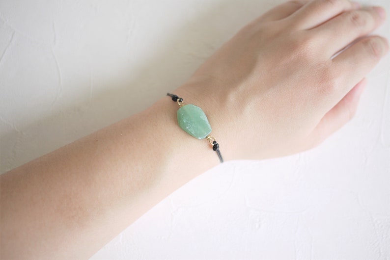 Green aventurine bracelet, rope bracelet, adjustable bracelet, Gemstone bracelet, crystal bracelet, crystal cord bracelet, bracelet women image 5