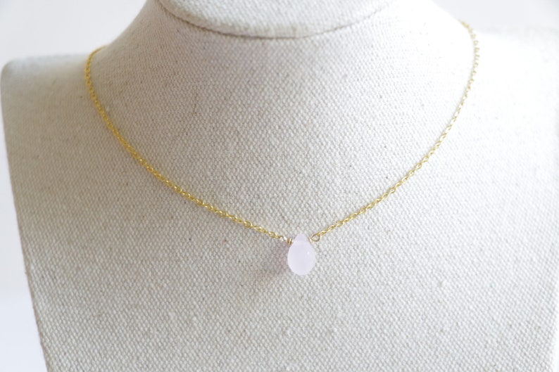 rose quartz droplet necklace crystal necklace quartz necklace gemstone necklace Tiny rose quartz Necklace natural crystal necklace