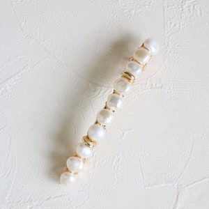 Pearl hair clip, Pearl barrette clip, pearl hair accessory, bridal hair accessory, wedding hair comb, bridesmaid hair accessory pearl image 2