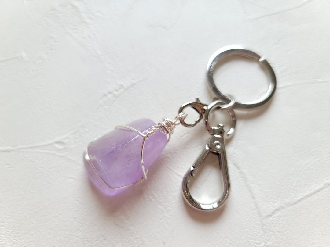Amethyst Keychain Crystal Keychain Gemstone Keychain Etsy