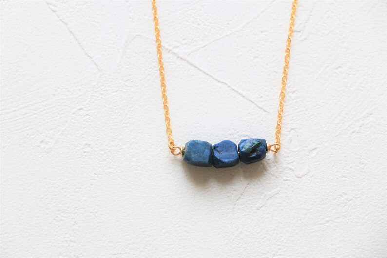 Blue Chrysocolla Necklace, Raw crystal necklace, natural crystal necklace, gemstone necklace, raw quartz necklace, 14k gold filled necklace image 3