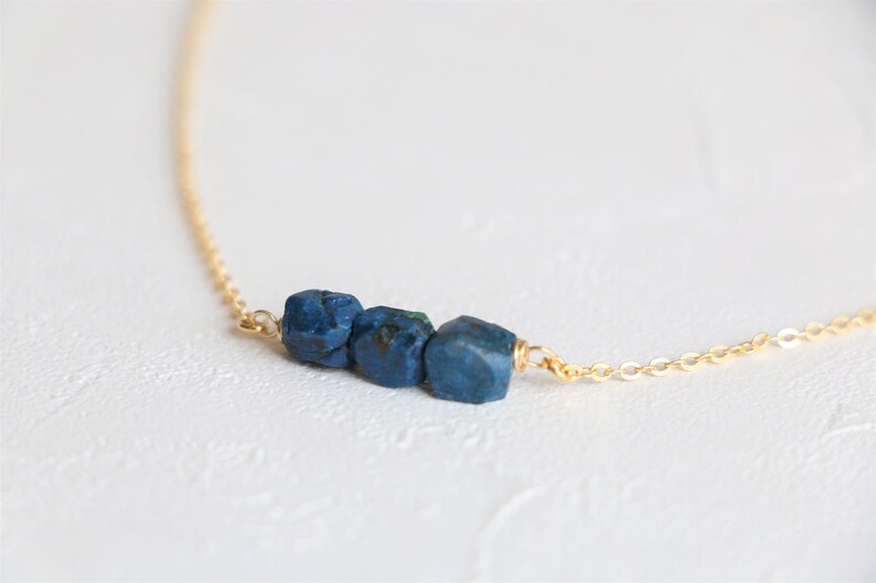 Blue Chrysocolla Necklace, Raw crystal necklace, natural crystal necklace, gemstone necklace, raw quartz necklace, 14k gold filled necklace image 6