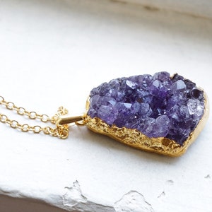 Amethyst Necklace, crystal necklace, natural crystal necklace, gemstone necklace, raw quartz necklace, natural stone necklace, raw stone