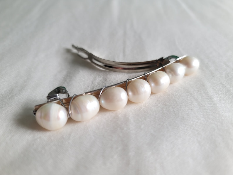 Pearl hair clip, Pearl barrette clip, pearl hair accessory, bridal hair accessory, wedding hair comb, bridesmaid hair accessory pearl image 5