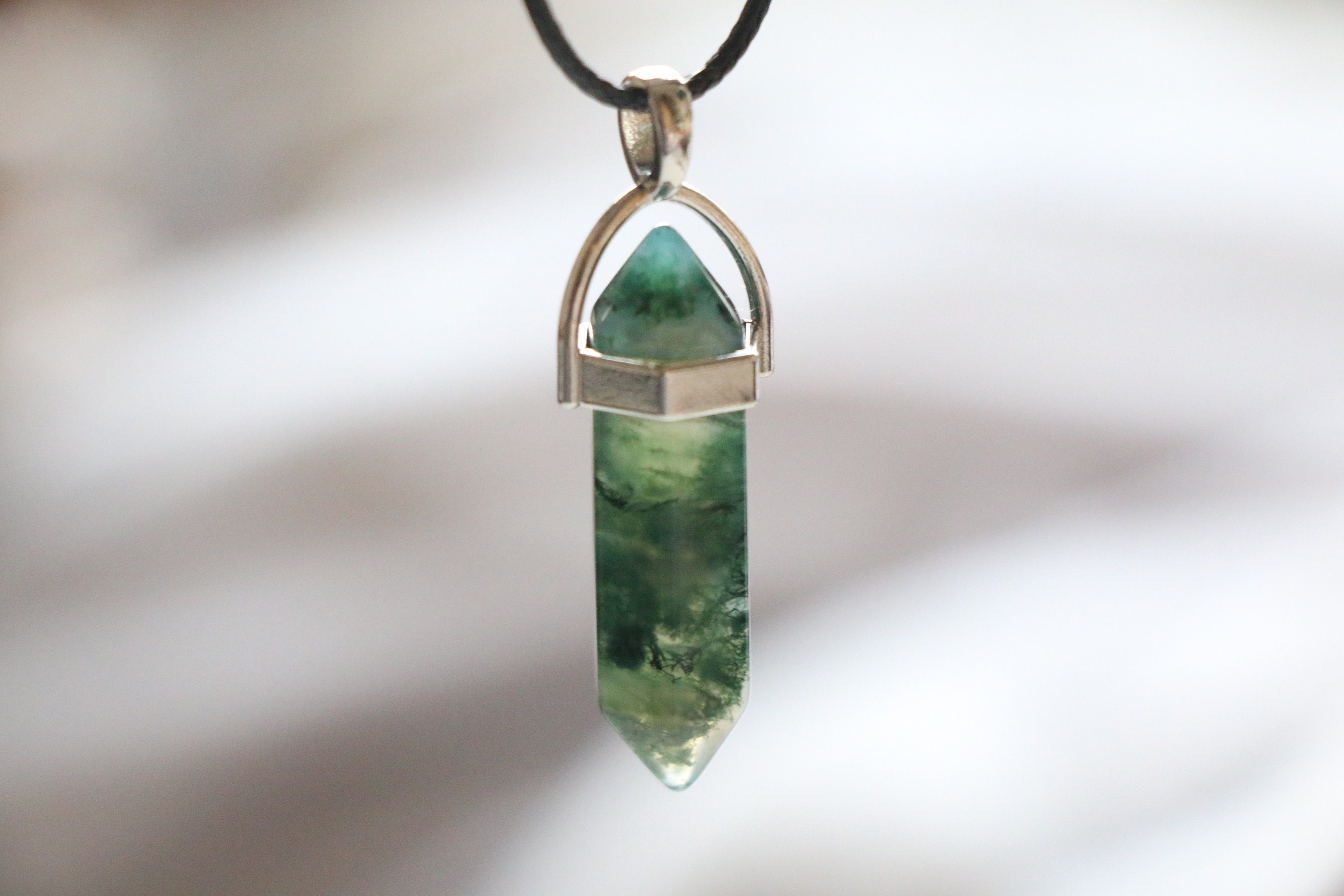 Moss agate Necklace Raw crystal necklace crystal necklace | Etsy