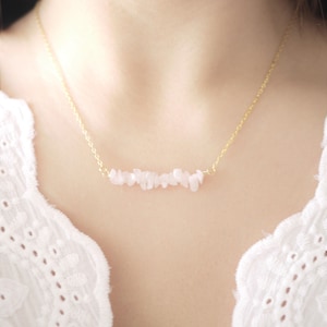 Rose Quartz Necklace, Raw crystal necklace, Rose quartz necklace silver, gemstone necklace, raw quartz necklace, necklace 14k gold fill