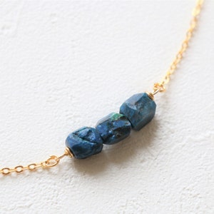 Blue Chrysocolla Necklace, Raw crystal necklace, natural crystal necklace, gemstone necklace, raw quartz necklace, 14k gold filled necklace image 4