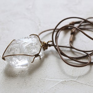 Crystal necklace, White Quartz Necklace, Crystal cord necklace, gemstone necklace, raw quartz necklace, crystal necklace wire wrapped