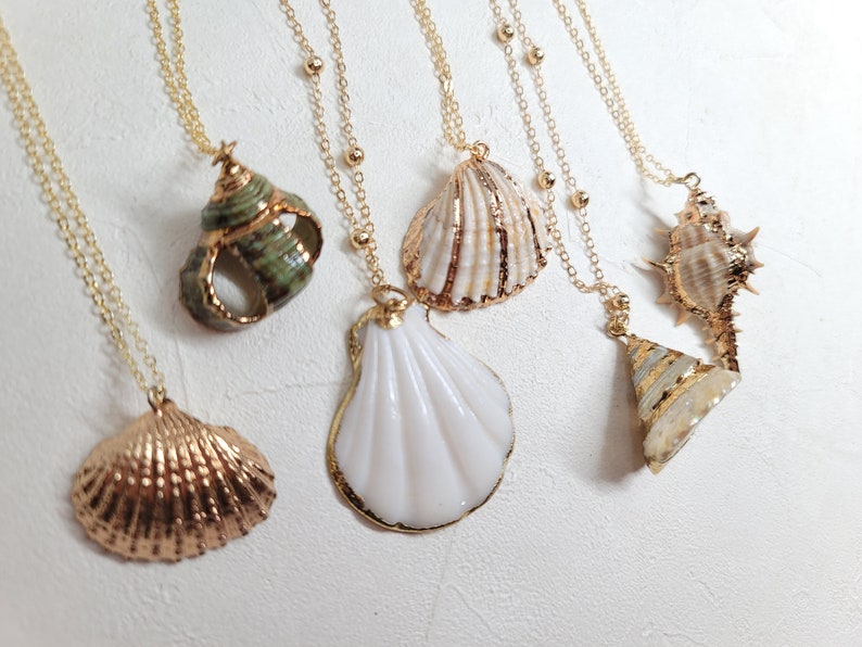 Shell necklace gold, Sea shell necklace, beach necklace, boho necklace, natural shell necklace, beach jewelry, Real shell necklace image 2