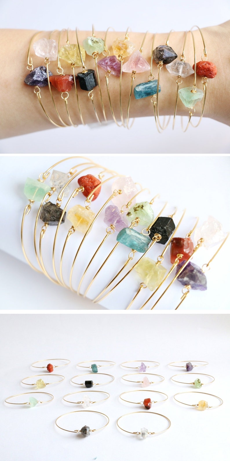 Raw crystal bracelets