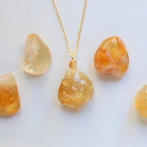 Citrine necklace, Crystal necklace, wire wrap crystal necklace, crystal cord necklace, crystal pendant, gift for crystal healing