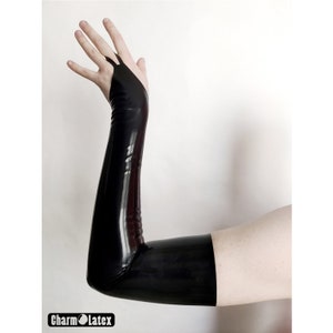 Gants en latex sexy pour adultes, gants en caoutchouc courts noirs