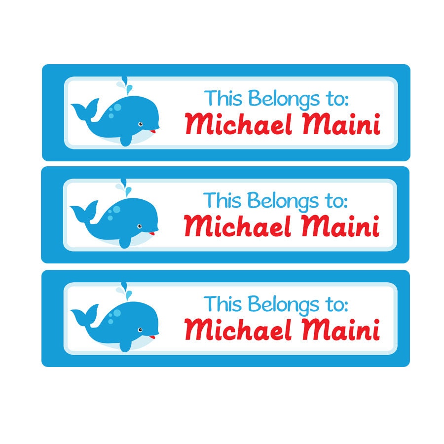 Whale Kids School Labels This Belongs to: Name Labels | Etsy
