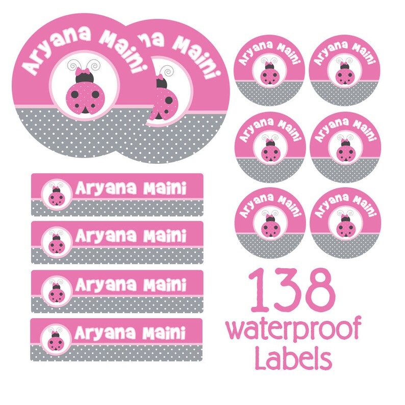 Name Label Pack Kids Name Labels Lady Bug Kids School Labels Starter Pack Camp Labels Daycare Waterproof Labels