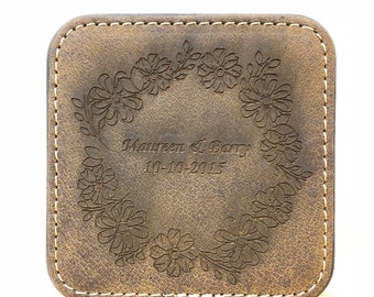 Posavasos de cuero personalizados a medida