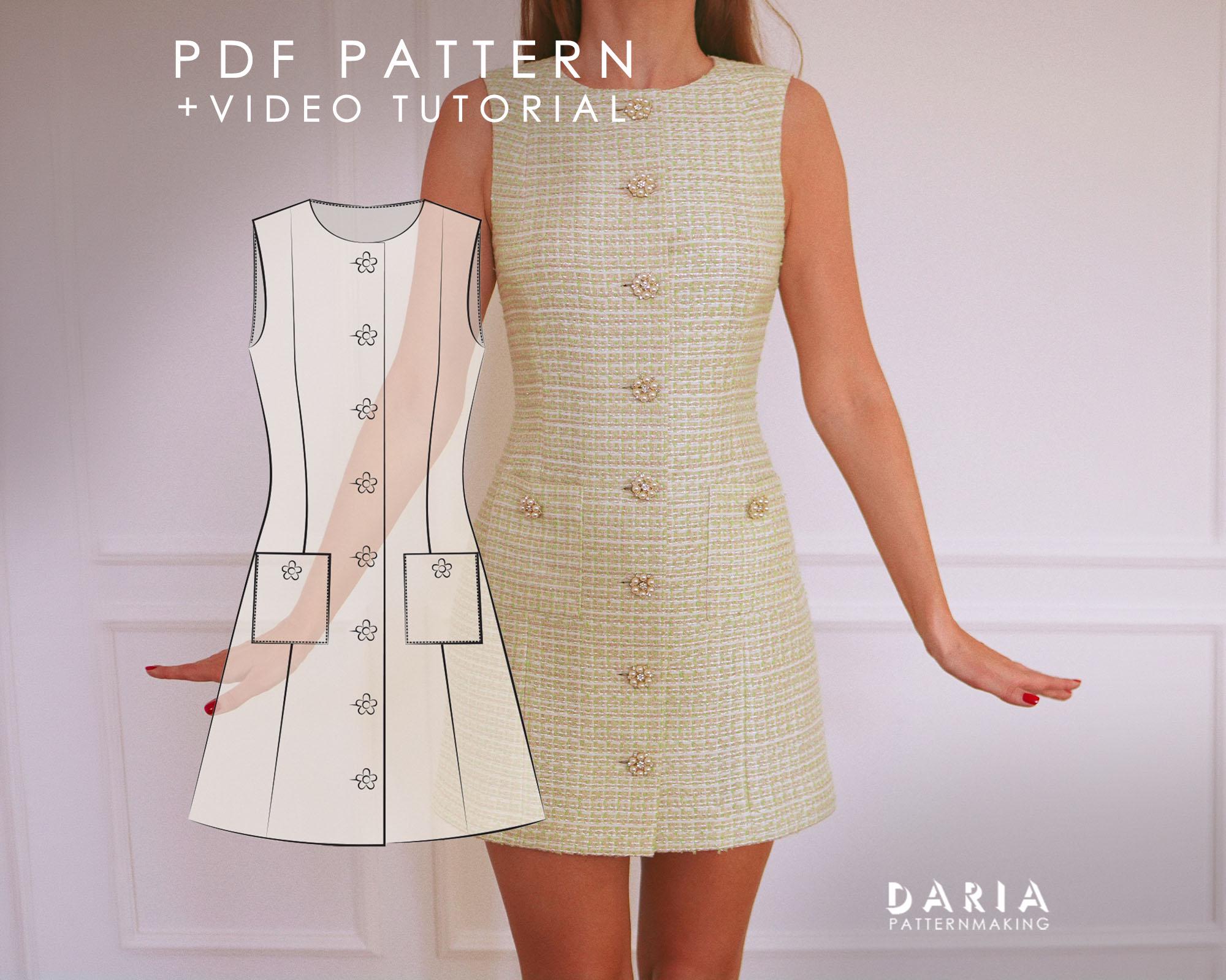chinese dress ladies V-NECK DRESS SEWING PATTERN– The Assembly Line shop