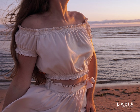 【suzen】fnori frill off-shoulder top See-Through Textured Off-Shoulder Top IS402 - Korean Women's