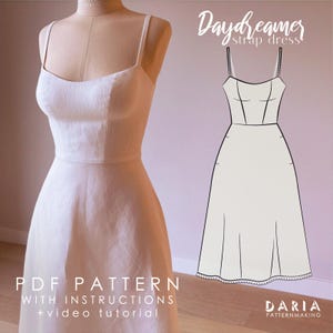 A-line dress - Princess seams - Inseam pockets - Instant download PDF sewing pattern - EU 30-58 US 0-26 sizes A4, A0 Daydreamer Strap Dress