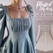 Pleated dress with a bow back detail and puff sleeves - EU 32-54 US 0-22 - Instant download A4 PDF sewing pattern - Pleated Lily Dress 