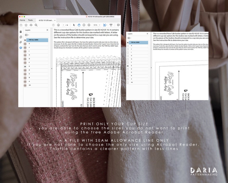 REWORKED Soft cup bustier dress with underwires EU 32-52 US 0-20 Instant download A4 pdf sewing pattern Rose Cafe Bustier Dress image 5