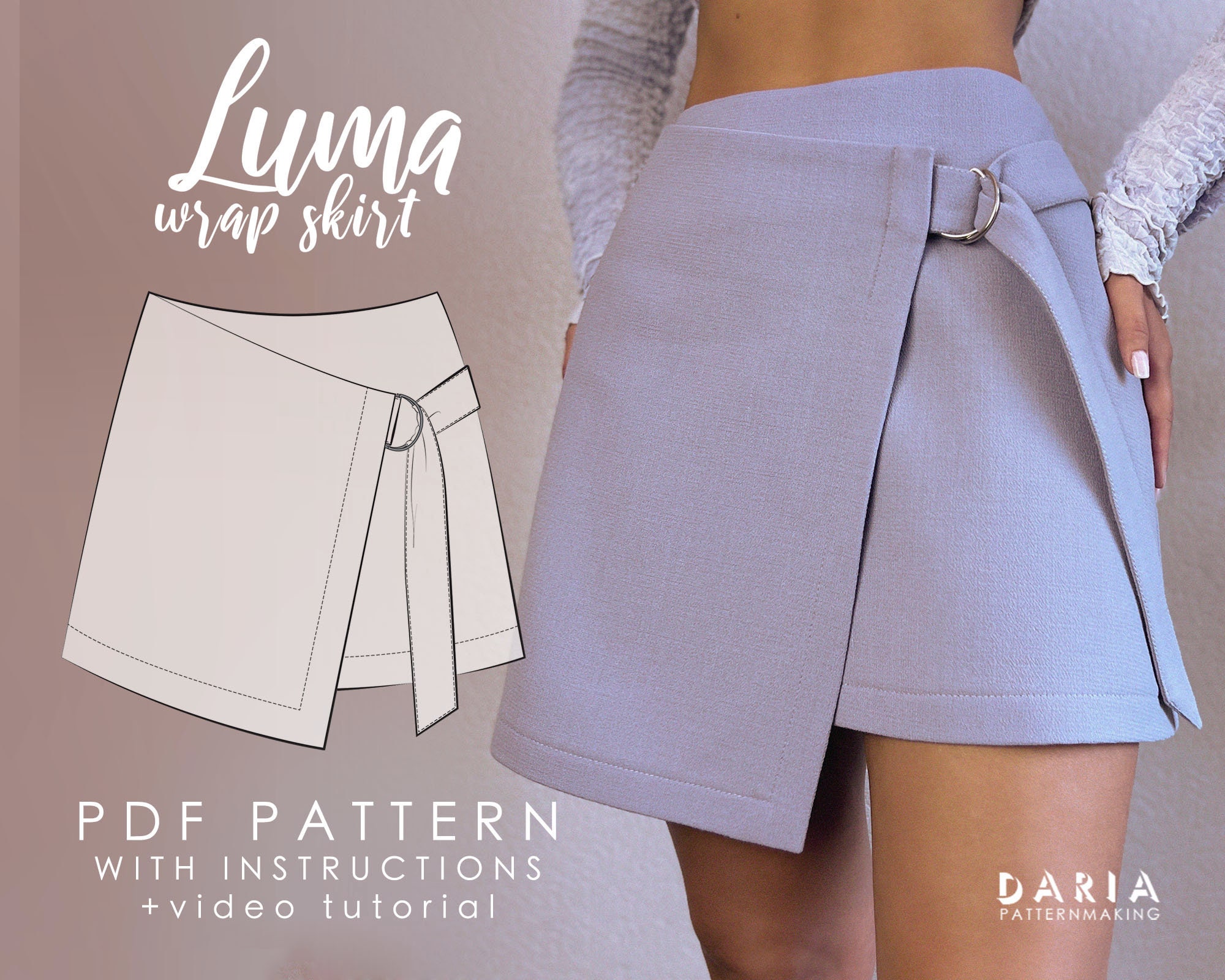 Wrap Mini Skirt With a Belt Detail Beginner Friendly Instant