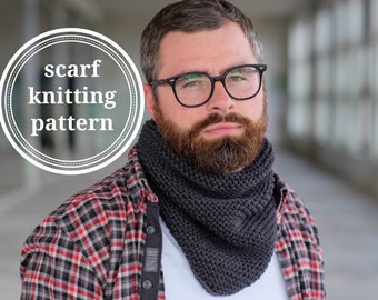 KNITTING PATTERN - LOGAN Cowl Scarf by Woolture - Beginner Friendly Knitting Patterns