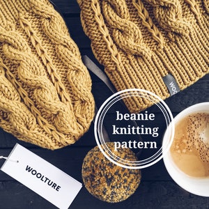 ADELE Cable Beanie Knitting Pattern by Woolture
