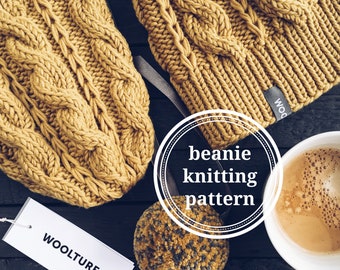 ADELE Cable Beanie Knitting Pattern by Woolture
