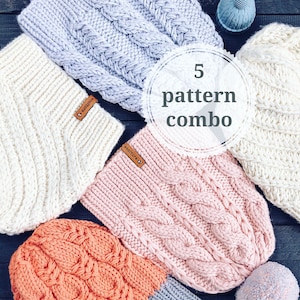 KNITTING PATTERN BUNDLE - 5 Beanies / Woolture Pattern Combo