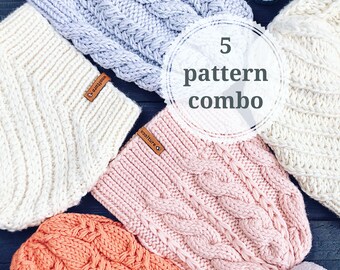 KNITTING PATTERN BUNDLE - 5 Beanies / Woolture Pattern Combo
