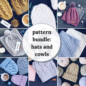 KNITTING PATTERN BUNDLE: 12 Knitting Pattern Pack / Woolture Pattern Combo / 9 Hats and 3 Cowls