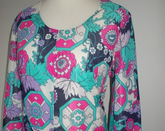 Vintage dress 70s floral maxi prairie dress  size large extra large