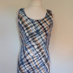 Vintage 90s maxi dress by In Wear in shades of blue taupe white size small medium