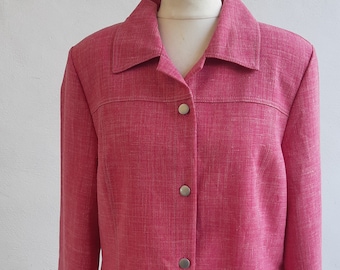 Vintage 1980's Pink button up jacket by Finn Karelia size Large L