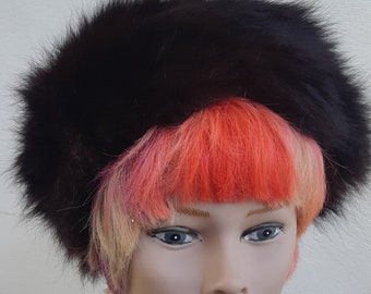 Vintage fur Hat 60s Brown genuine Fur pill box Hat