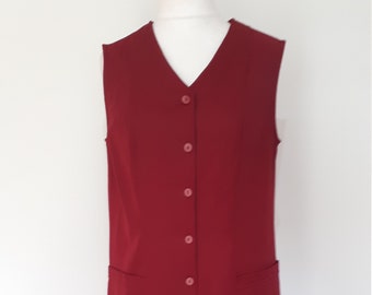 Vintage dress 60s by Daxon deep red burgandy Mod Scooter dress pinafore size large to extra large XL