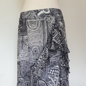 Vintage 90s skirt by Betty Barclay black white frill maxi skirt size small medium
