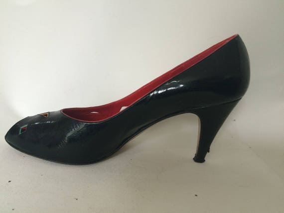 Vintage shoes 80s Bally Made in England black pat… - image 4